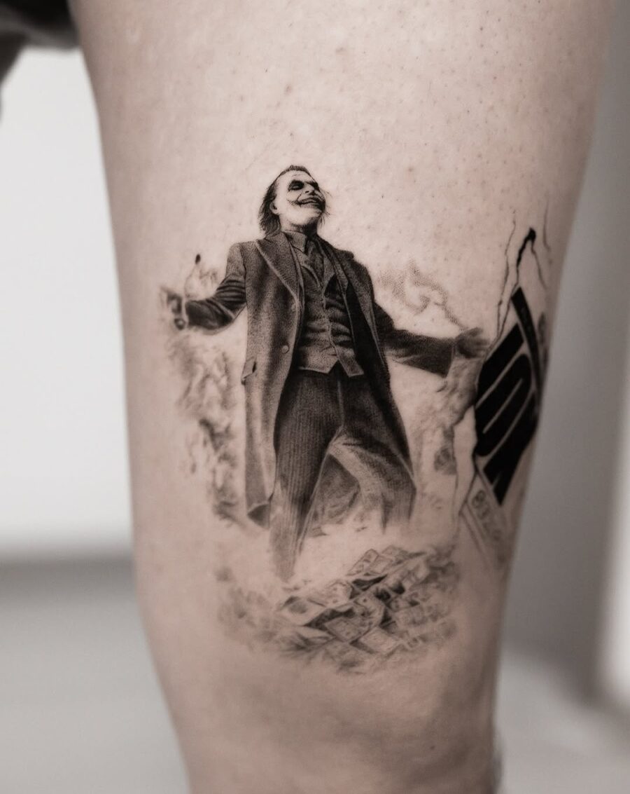 Stunning Joker Tattoo Embodies Chaotic Elegance Tattoo on skin