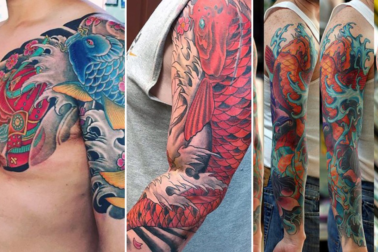 30+ Koi Fish Tattoos Embodying Perseverance, Luck, and Flow Featured 3-Panel Lookbook Collage