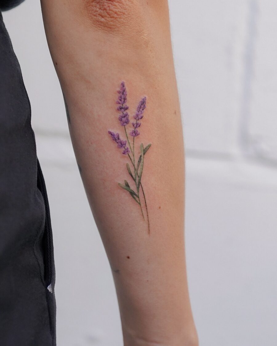 Elegant lavender tattoo showcasing nature's beauty Tattoo on skin