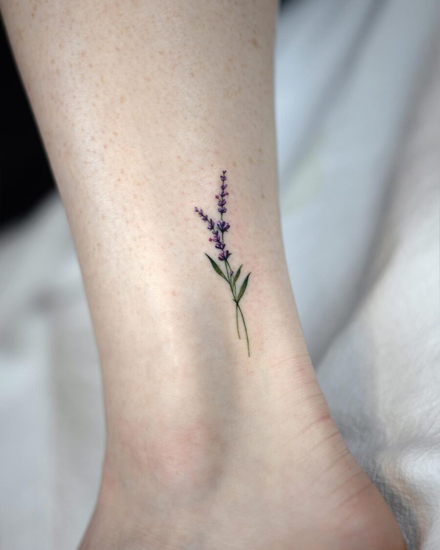 Delicate lavender tattoo brings instant serenity Tattoo on skin