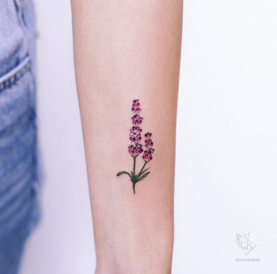 Elegant lavender tattoo on delicate skin Tattoo on skin