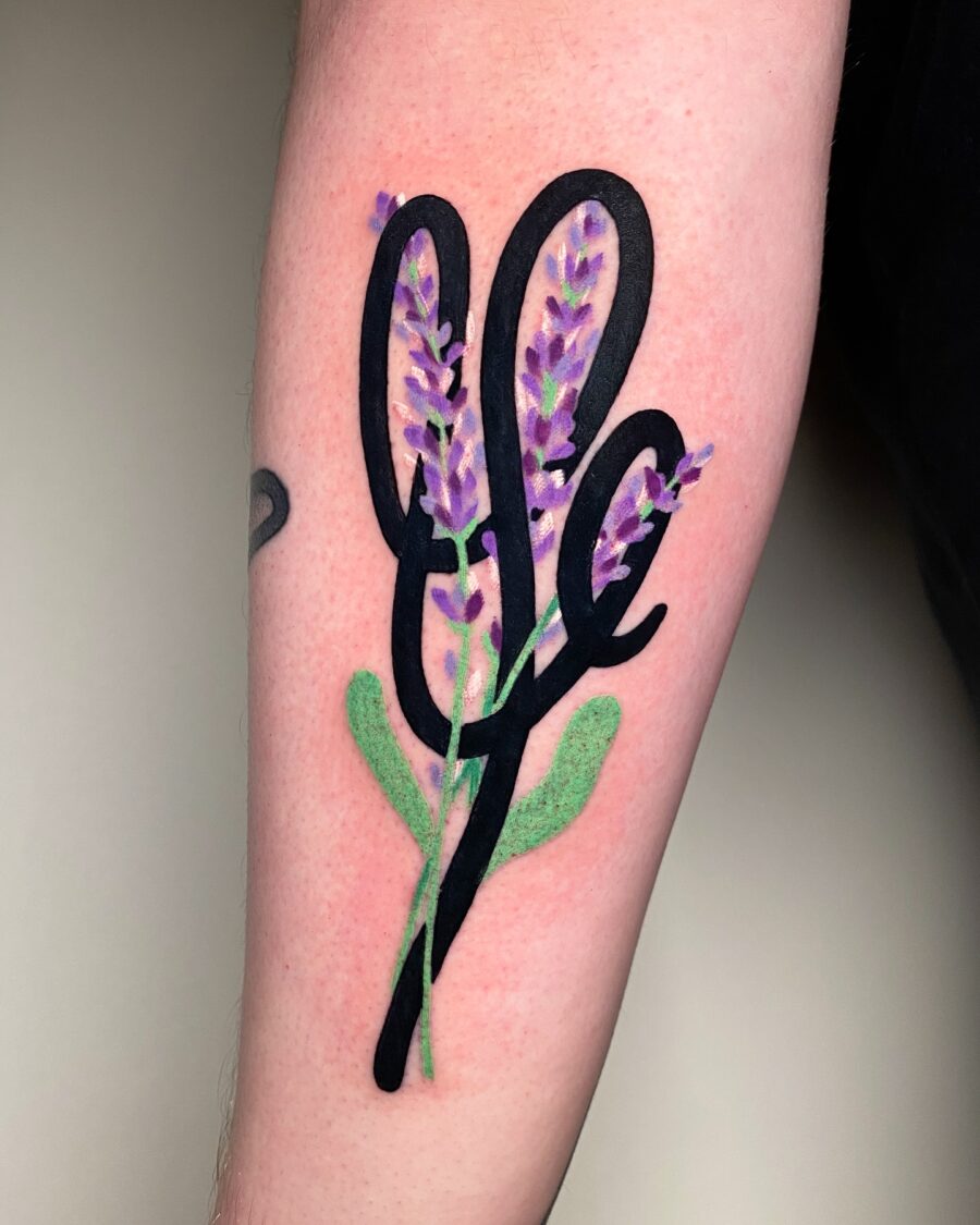Elegant lavender tattoo with modern flair Tattoo on skin