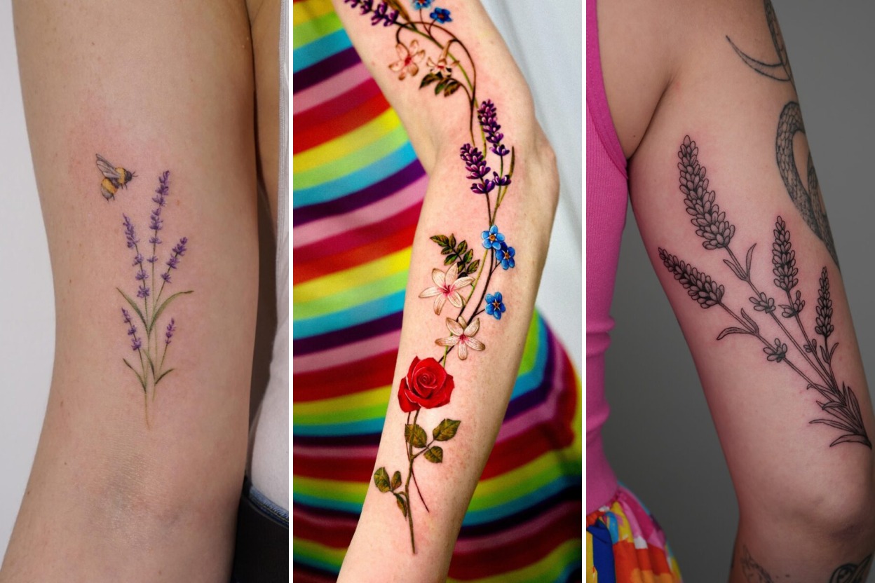35+ Lavender Tattoo Ideas Blooming With Calming Botanical Elegance Featured 3-Panel Lookbook Collage