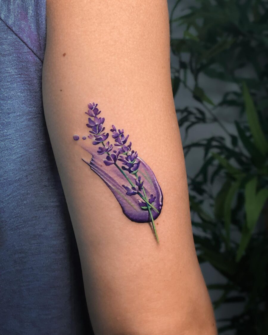 Stunning Lavender Tattoo with Artistic Flair Tattoo on skin