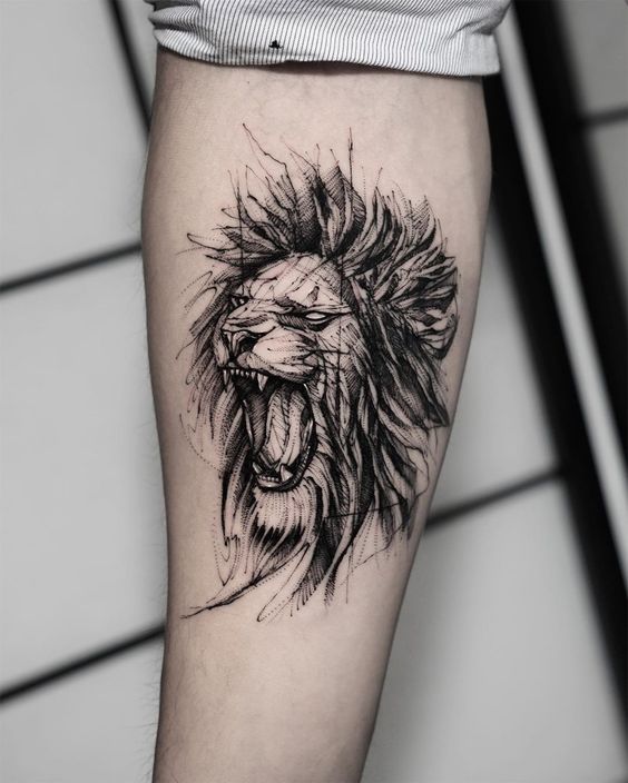 Lion King, Roaring Lion Tattoo with Artistic Quality Tattoo on skin