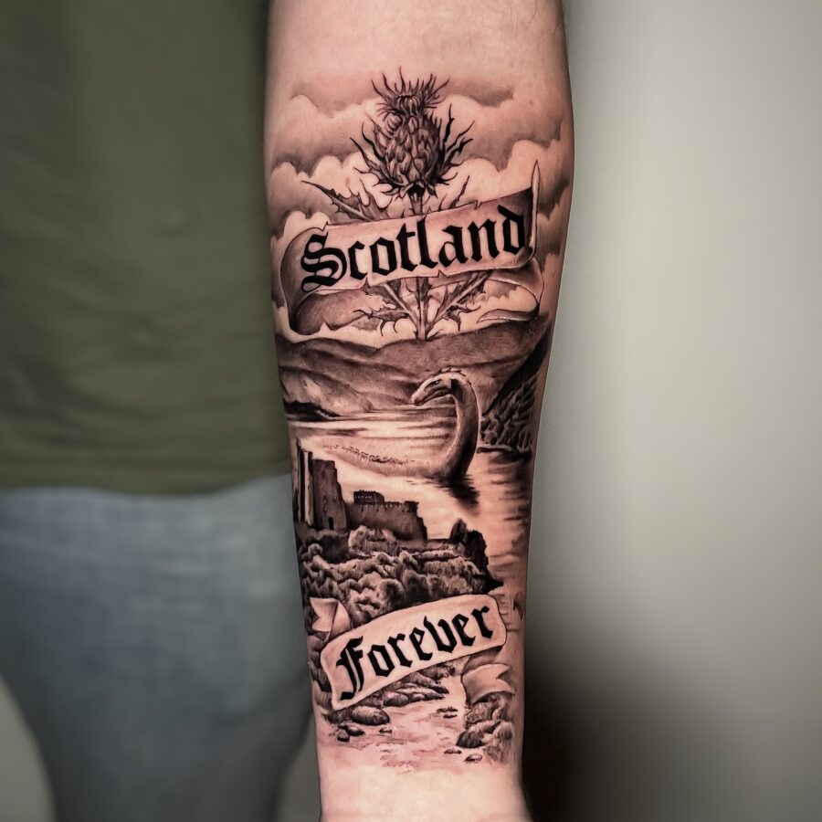 A striking tribute to Scotland's legend Tattoo on skin