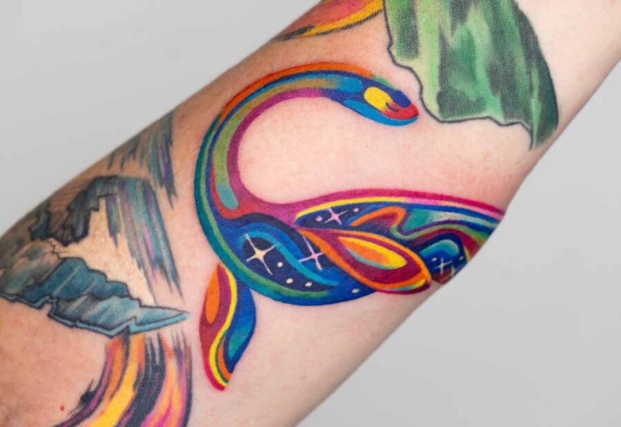 Vibrant Loch Ness Monster Tattoo Design Tattoo on skin