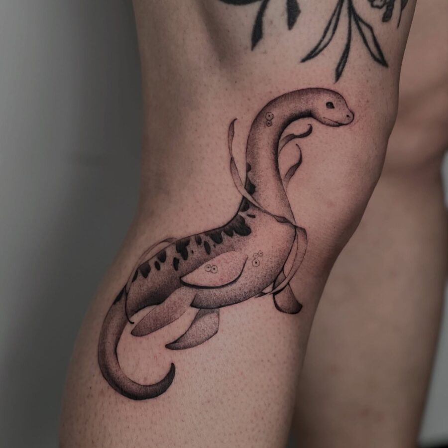 Whimsical Loch Ness Monster Tattoo Design loch ness monster tattoos