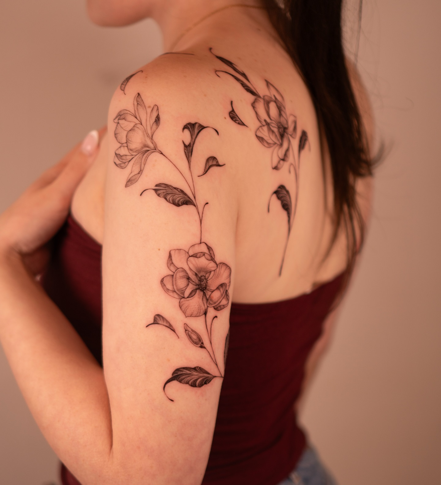 Delicate magnolia tattoo design on shoulder Tattoo on skin