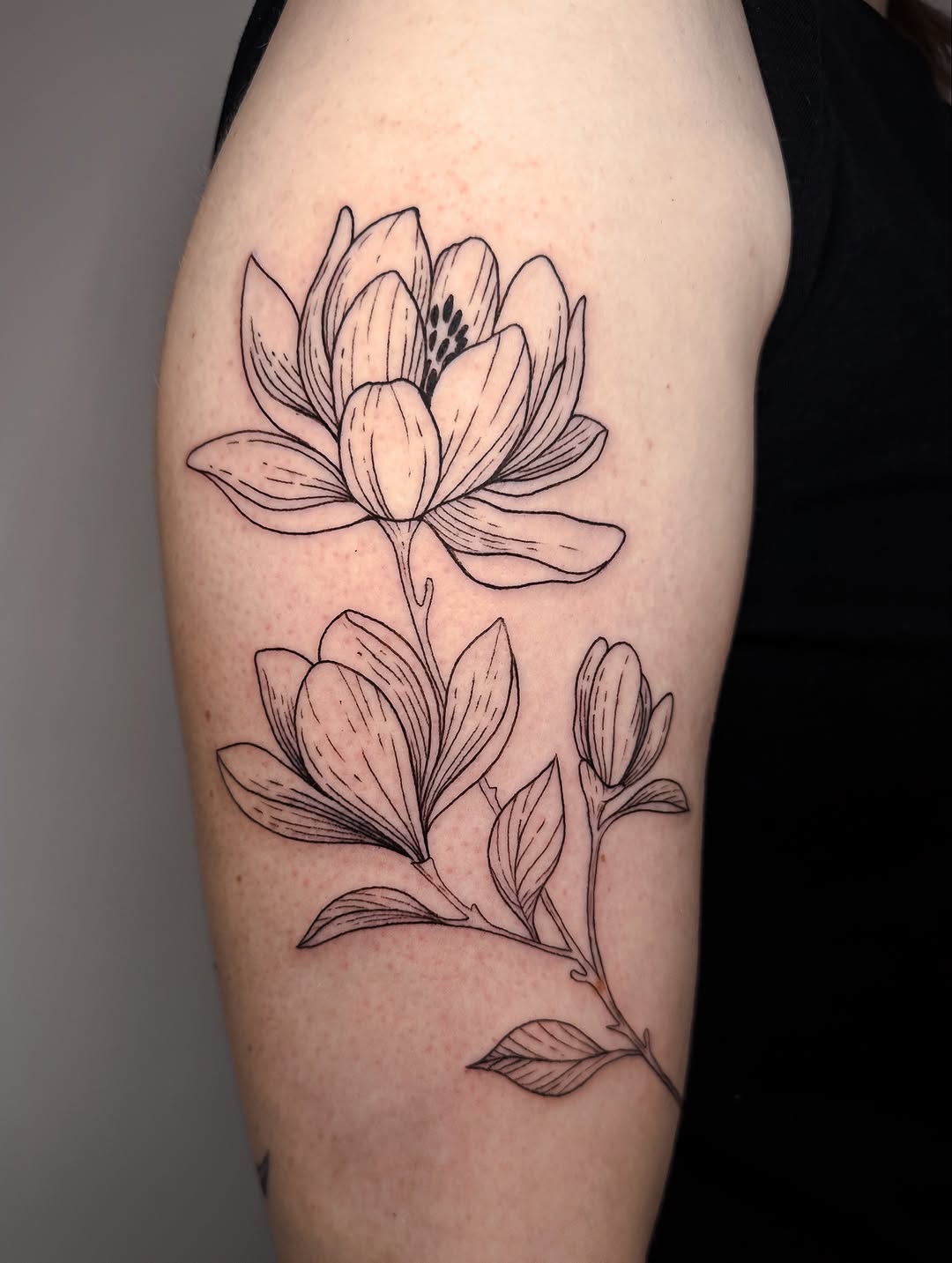 Elegant magnolia tattoo in exquisite detail Tattoo on skin