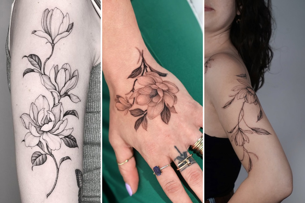 35+ Magnolia Flower Tattoo Ideas Radiating Southern Botanical Grace Featured 3-Panel Lookbook Collage