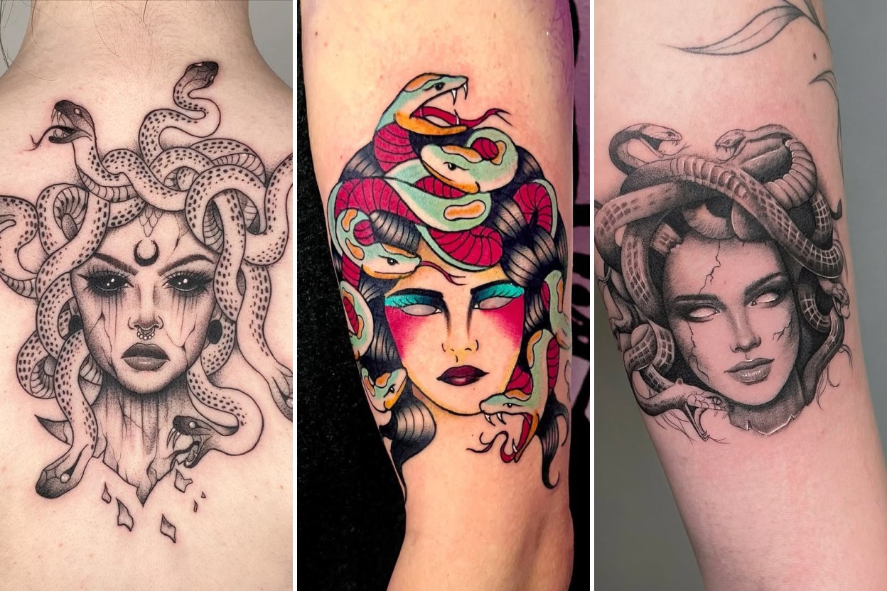 35+ Medusa Tattoo Ideas Radiating Fierce Mythological Power Featured 3-Panel Lookbook Collage