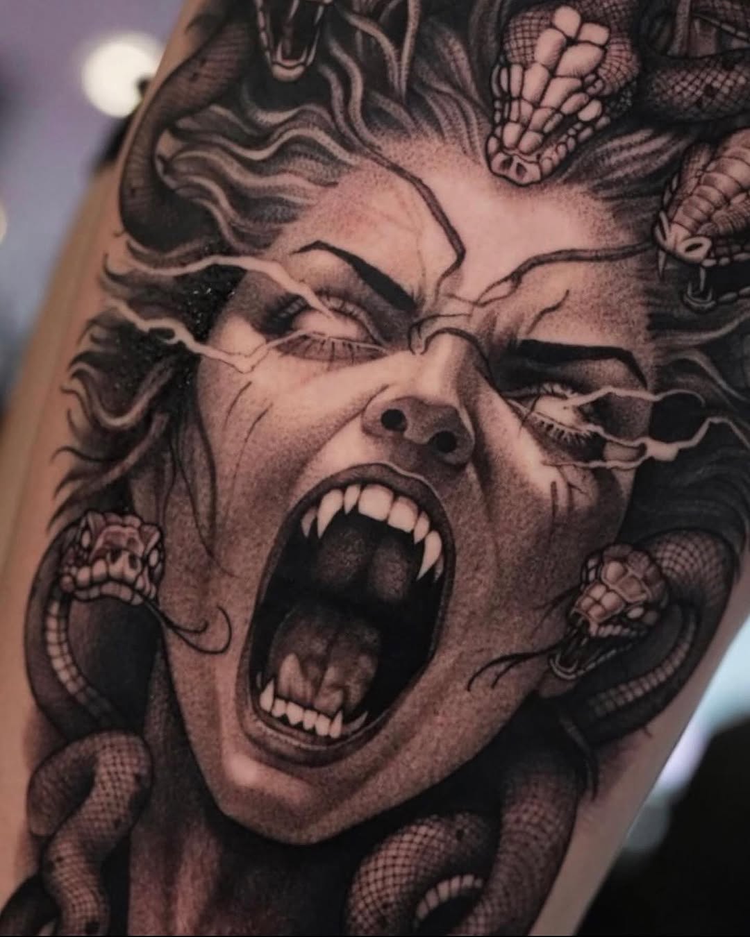 Powerful Medusa Tattoo with Striking Details Tattoo on skin