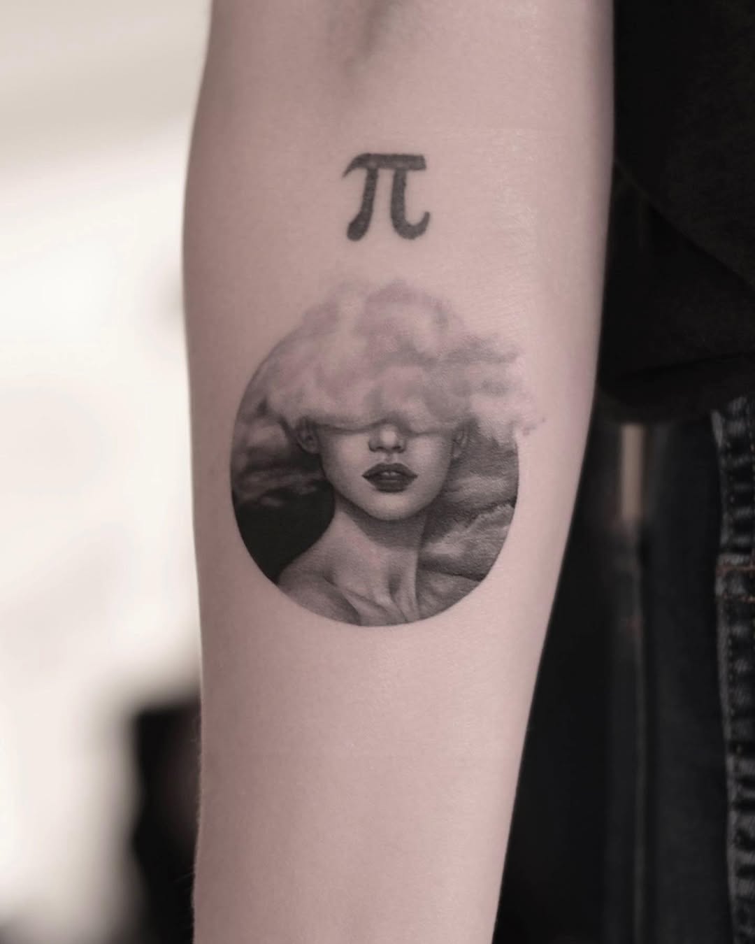 Dreamy tattoo blending portrait and nature elements Tattoo on skin