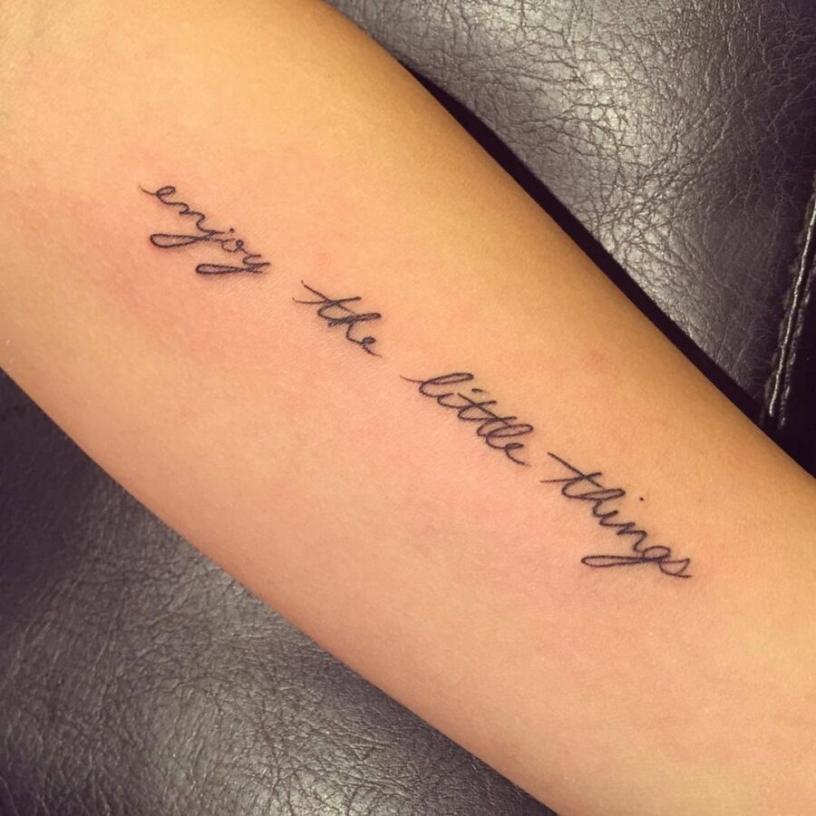 Elegant reminder to cherish daily moments mindfulness tattoos