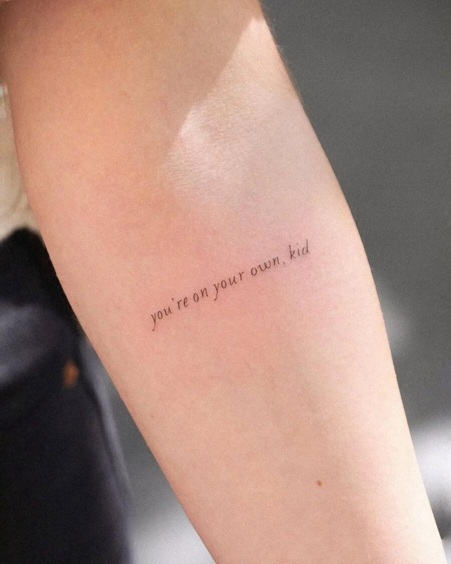 Inspiring mantra tattoo for self-discovery. Tattoo on skin