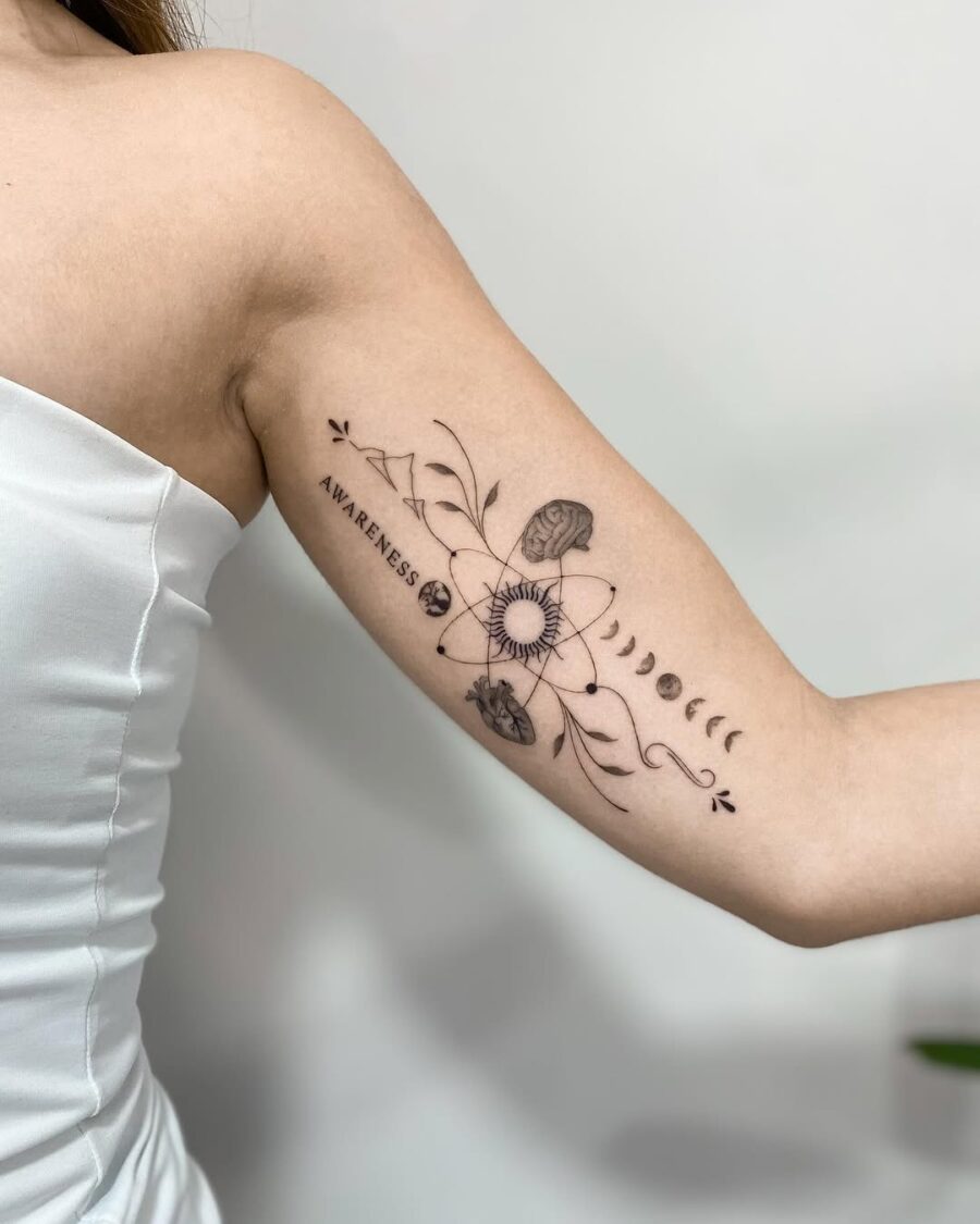 Intricate mindfulness tattoo promoting self-awareness Tattoo on skin