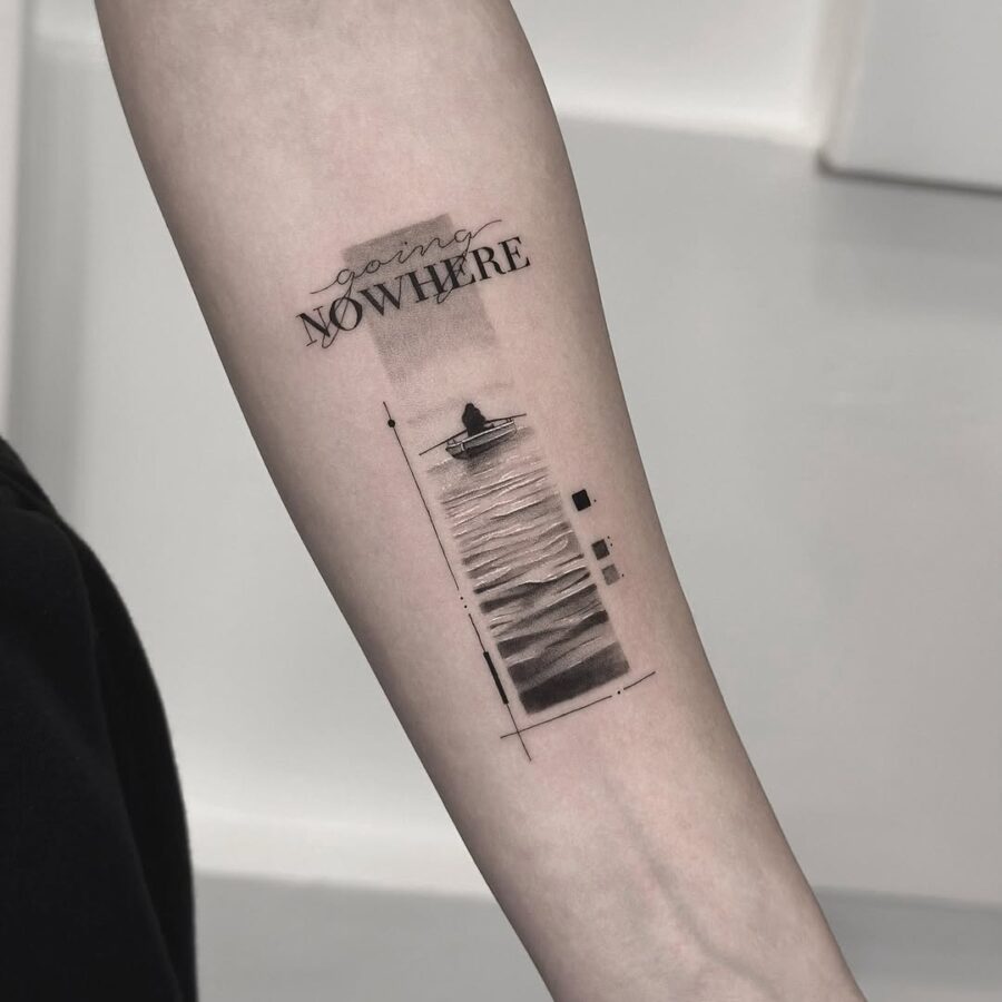 Serene tattoo capturing tranquility and introspection. Tattoo on skin