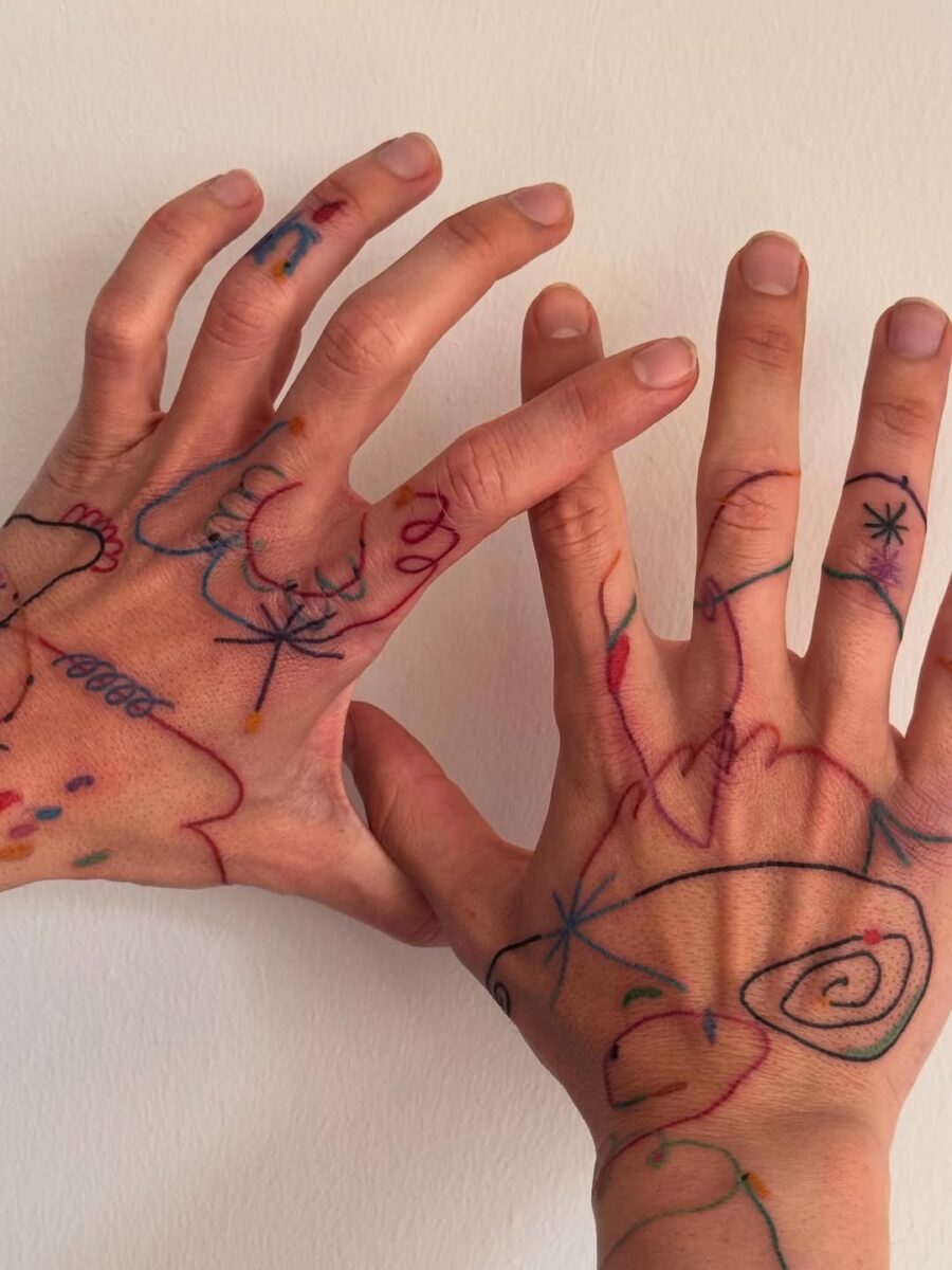 Unique artistic mindfulness tattoos on hands Tattoo on skin