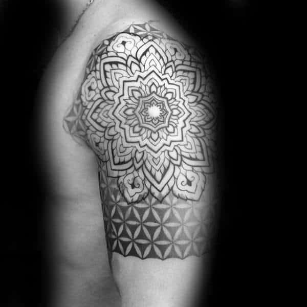 Overlapping Patterns Mosaic Shoulder, Upper Arm Tattoo Mosaic Tattoos Tattoo on skin