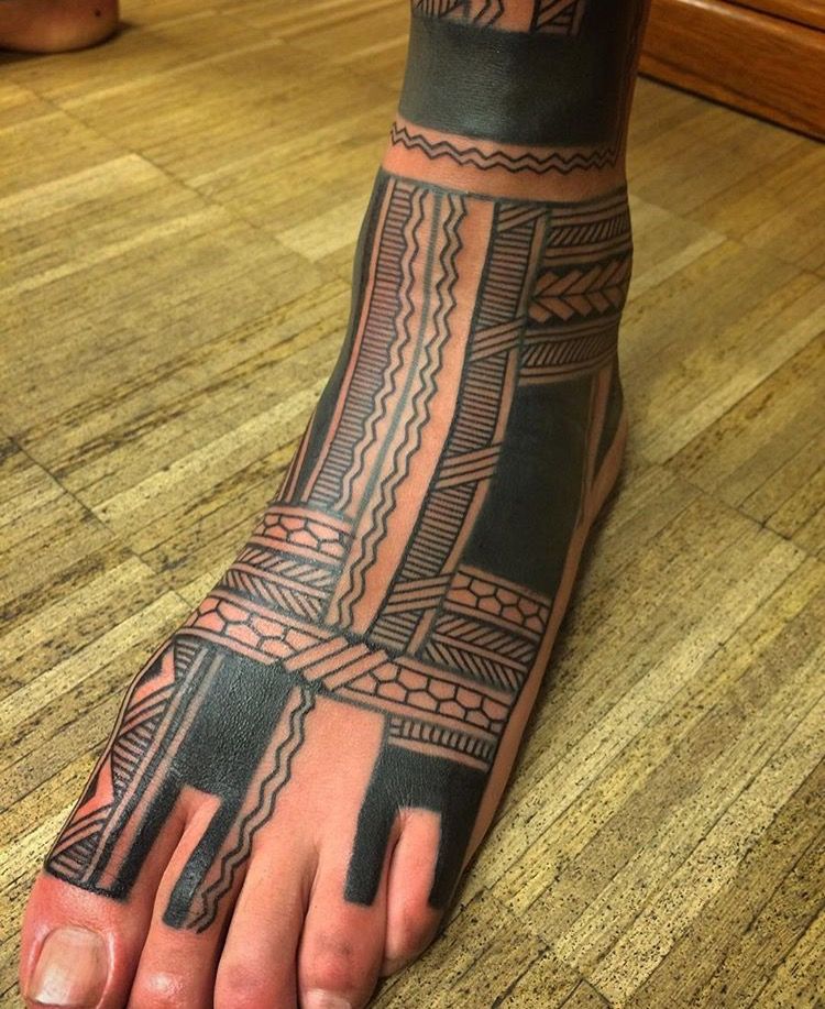 Tribal Tattoo Inspired Mosaic Tattoo on Foot Mosaic Tattoos Tattoo on skin