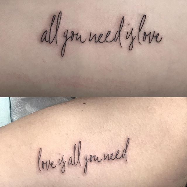 “All You Need is Love” Coordinating Tattoo Tattoo on skin