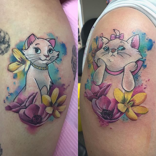 The Aristocats Floral Tattoo for Mothers & Daughters Tattoo on skin