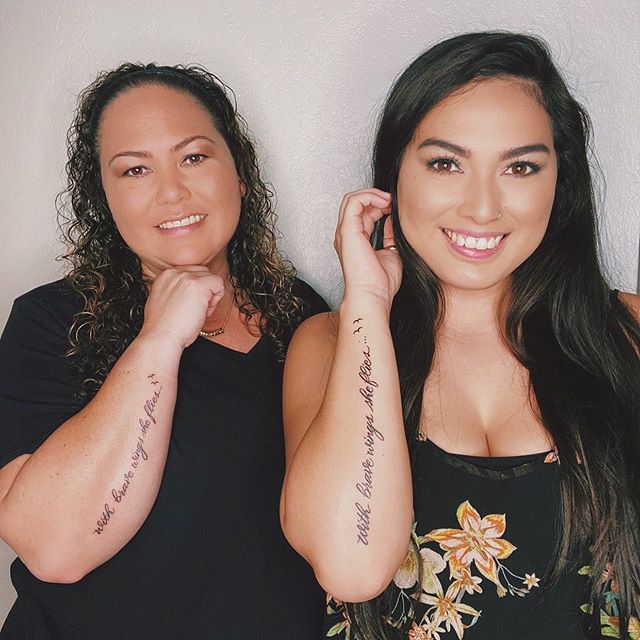 “With Brave Wings, She Flies” Matching Tattoos Tattoo on skin
