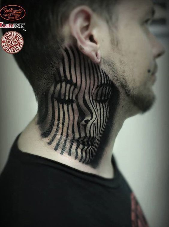 A Man Ray Inspired Neck Tattoo Tattoo on skin