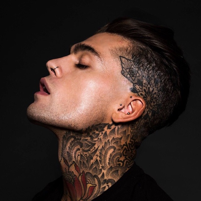 A Multi-Part International Neck Tattoo Tattoo on skin