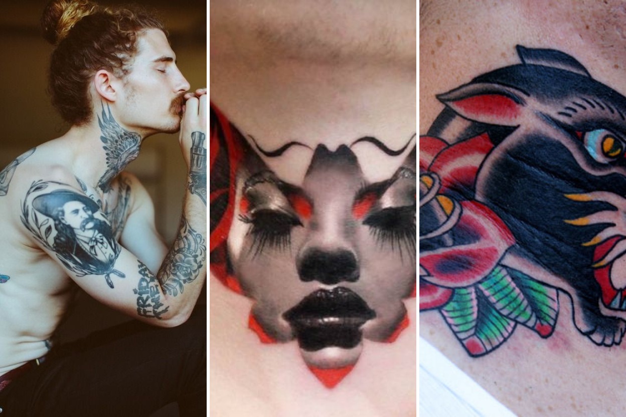 28+ Neck Tattoos Balancing High Edge and Subtle Sophistication Featured 3-Panel Lookbook Collage