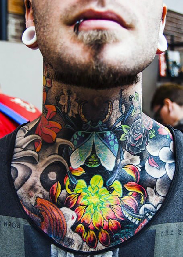 How to Make a Floral Tattoo Masculine Neck Tattoo Tattoo on skin