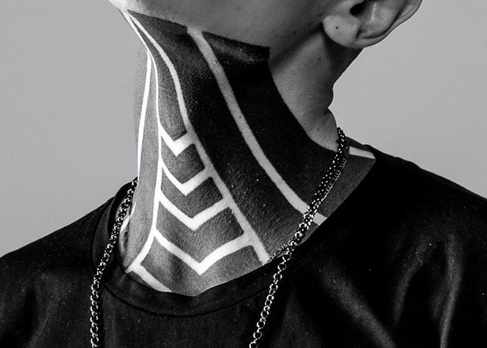 Stark Black Chevron Neck Tattoo Ideas Tattoo on skin