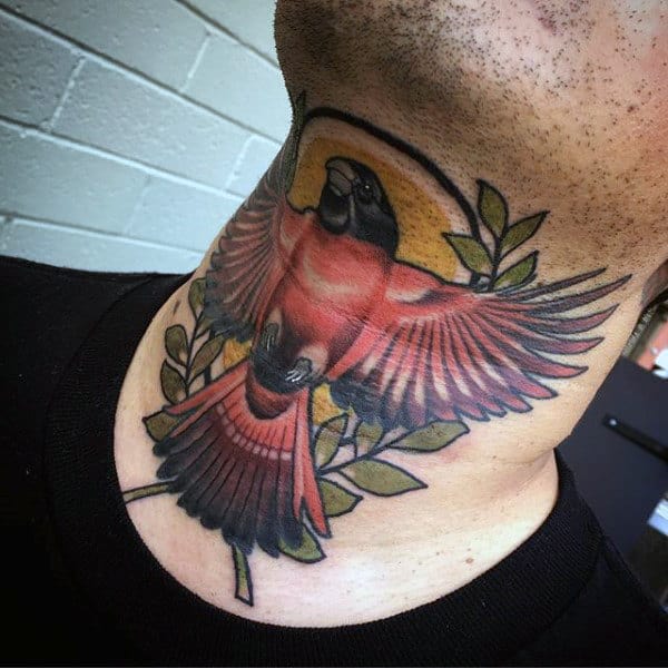The Luck of the Red Bird Neck Tattoo Tattoo on skin