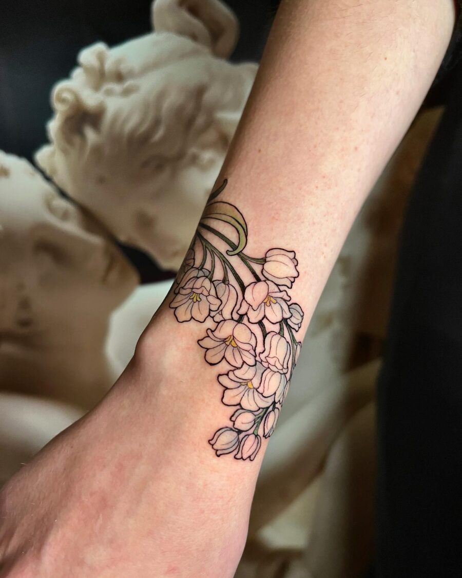 Elegant neo-traditional floral tattoo design Tattoo on skin