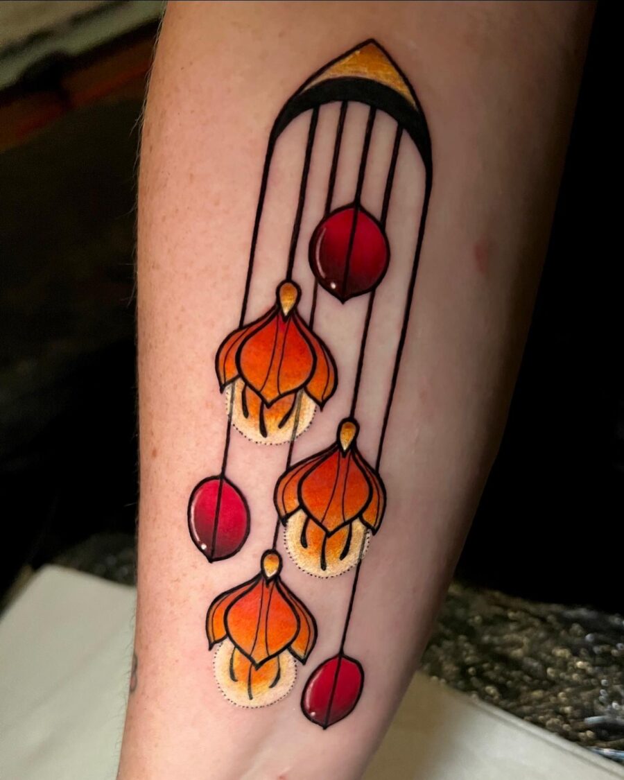 Vibrant Neo-Traditional Floral Tattoo Design Tattoo on skin