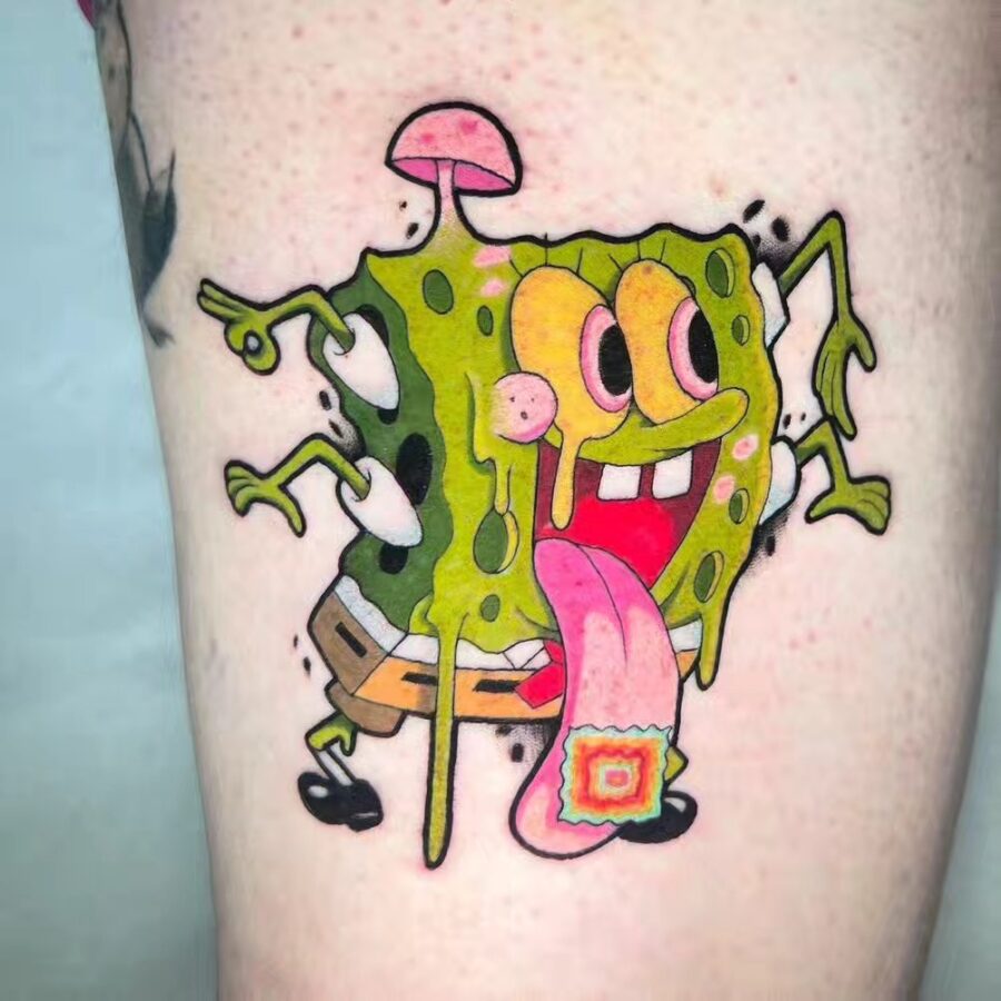 Playful and vibrant SpongeBob tattoo design Tattoo on skin