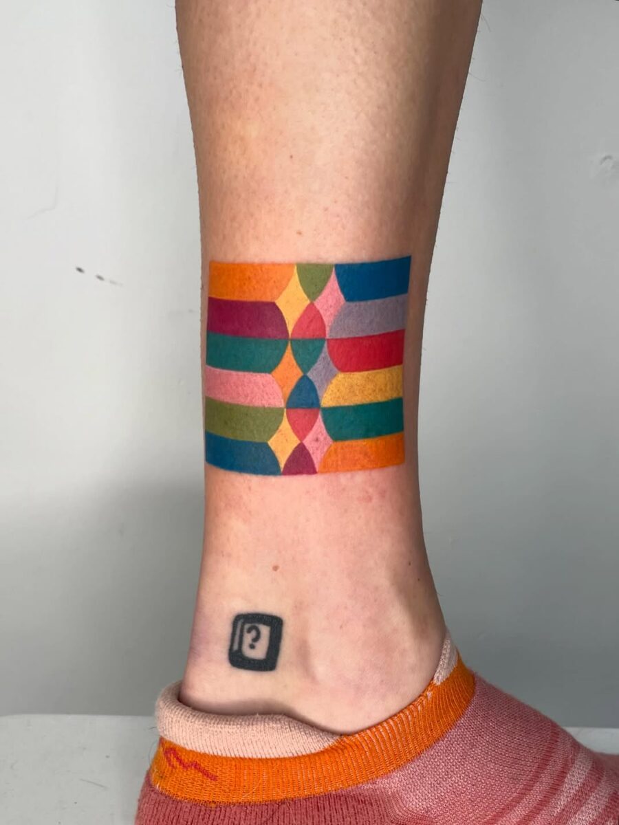 Vibrant geometric patterns in new school tattoos new school tattoos