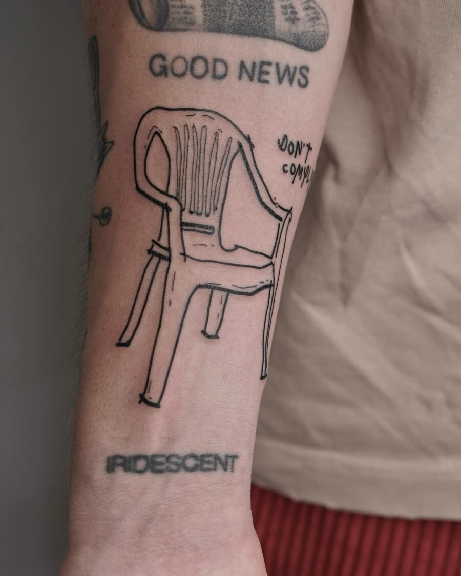 Minimalist Chair Tattoo for Simple Aesthetic Tattoo on skin