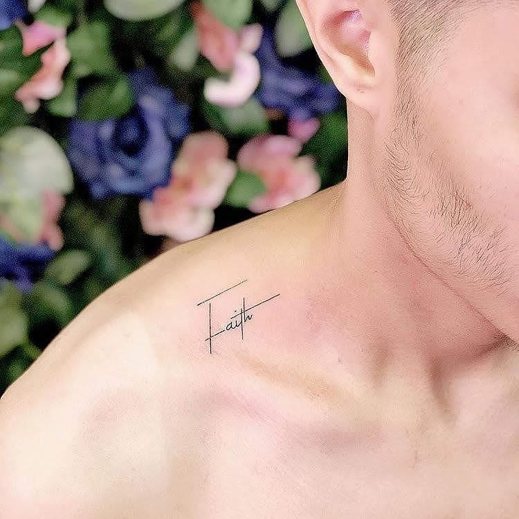 Minimalist tattoo showcasing the word 'Faith' Tattoo on skin