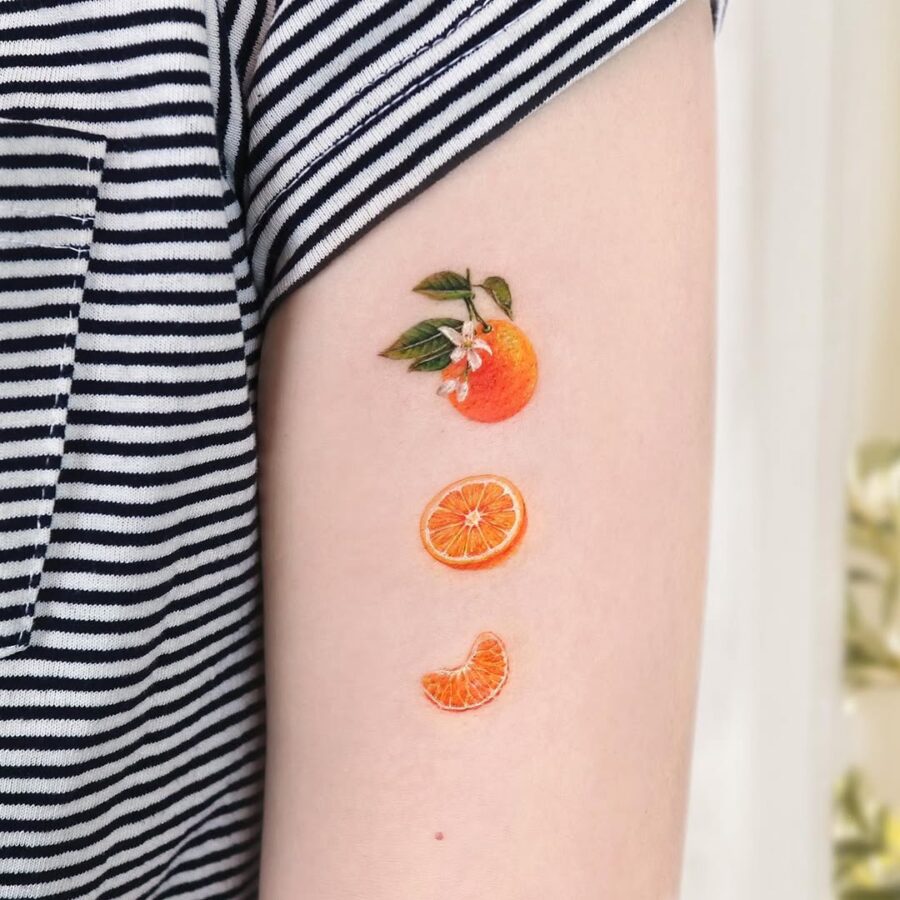 Charming and vibrant orange fruit tattoo collection Tattoo on skin