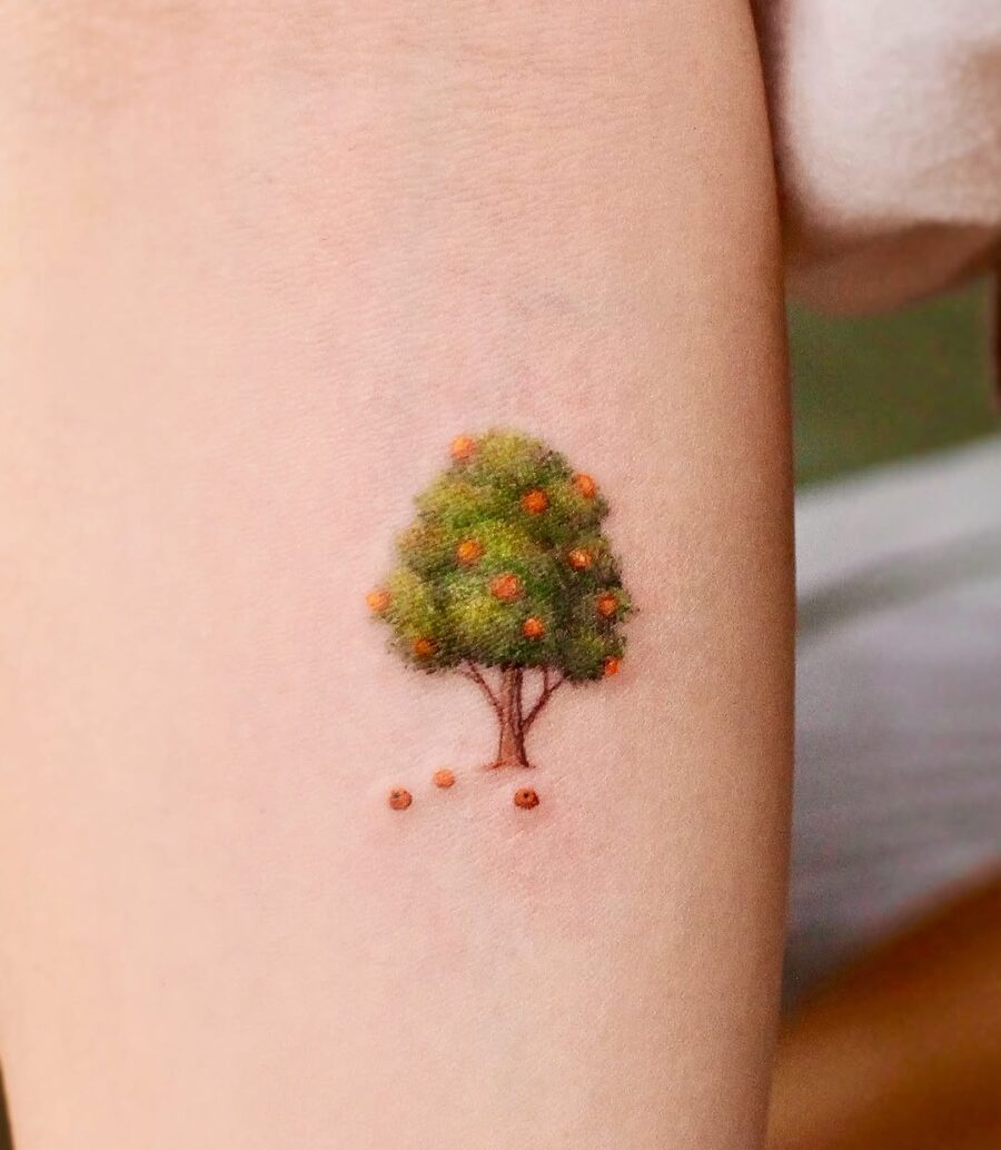 Delicate orange tree tattoo for nature lovers Tattoo on skin