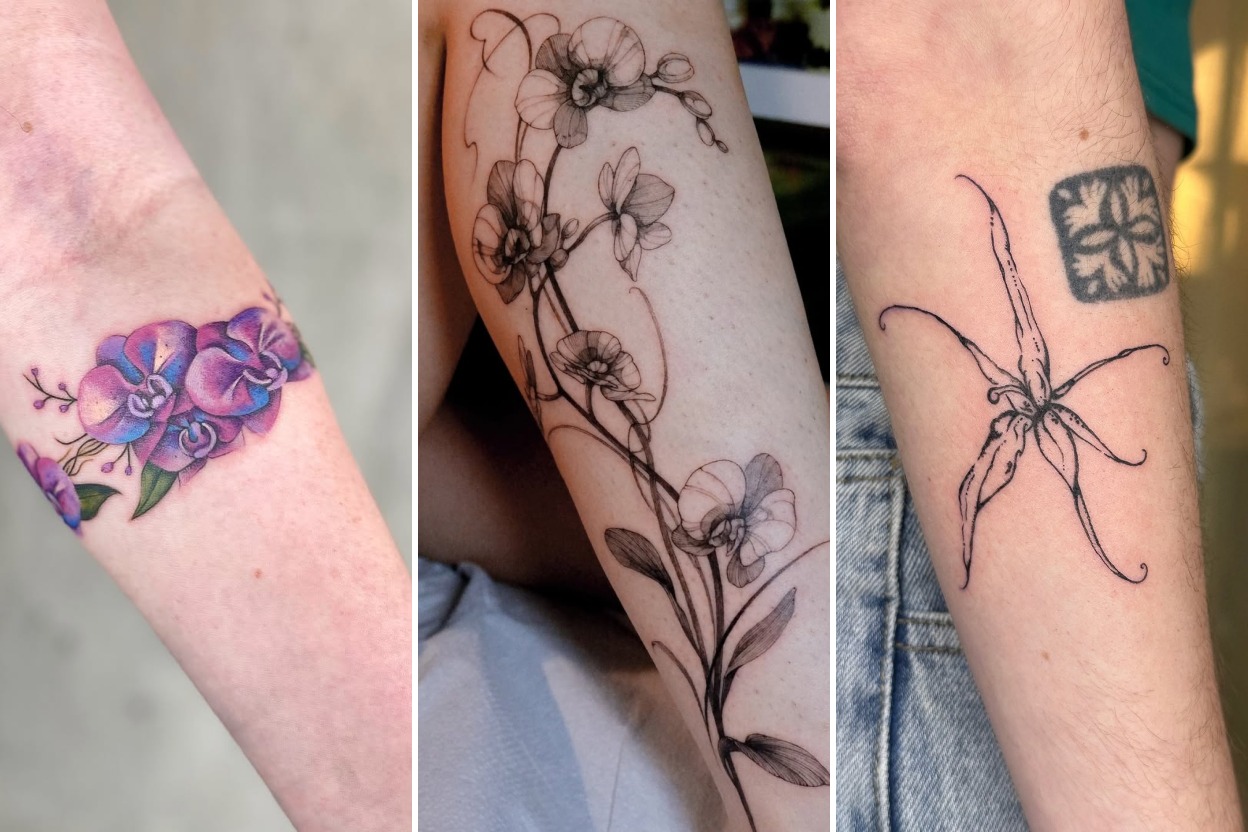 35+ Orchid Tattoo Ideas Flowing With Rare Exotic Beauty Featured 3-Panel Lookbook Collage