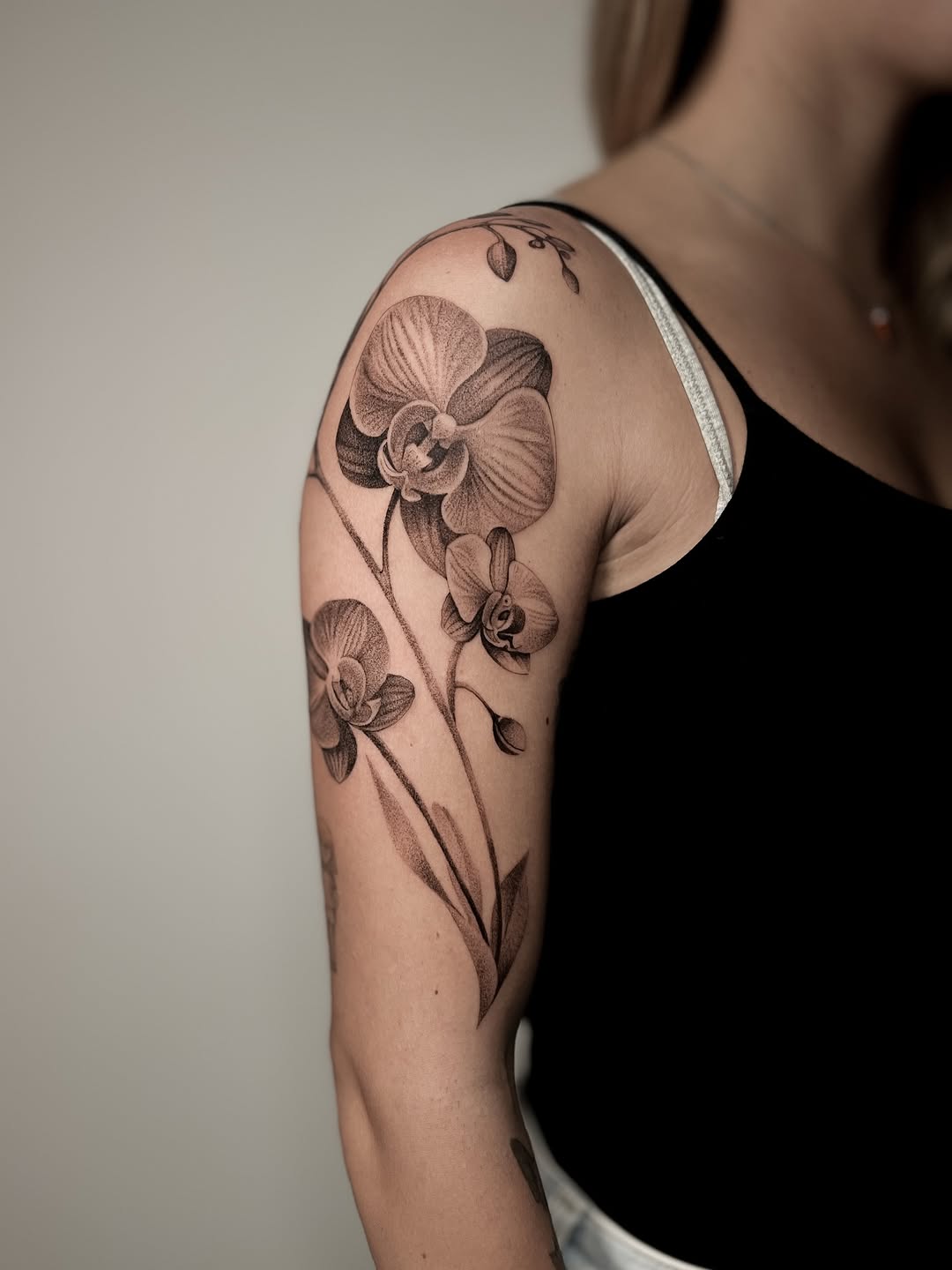 Stunning black and gray orchid tattoo design Tattoo on skin