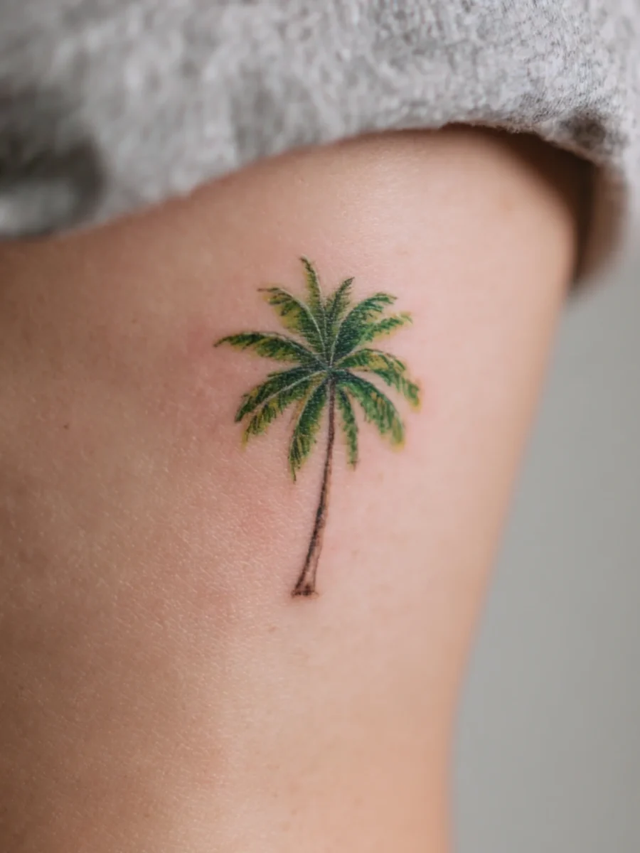 Charming palm tree tattoo on bare skin Tattoo on skin