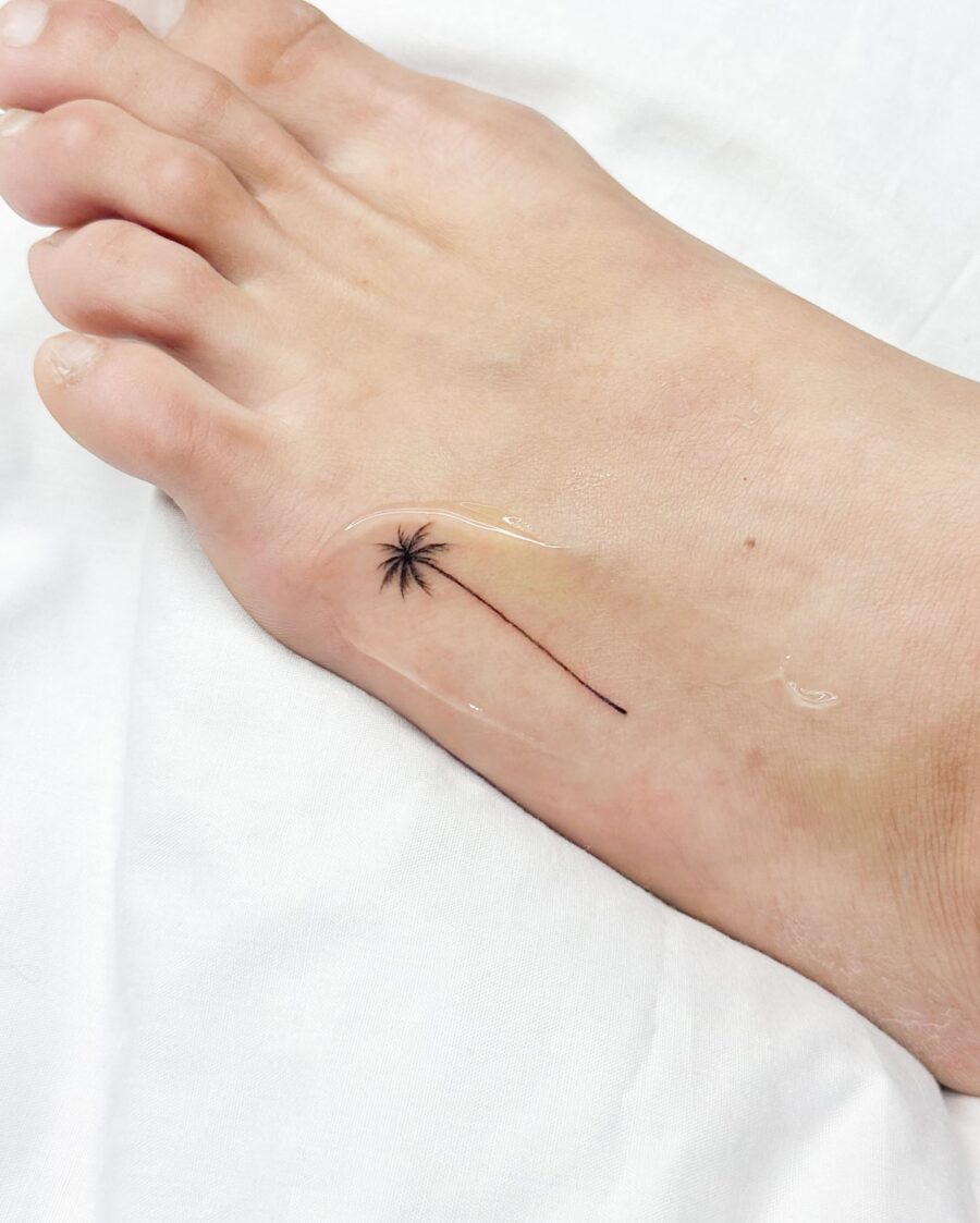 Chic Palm Tree Foot Tattoo for Minimalist Style Tattoo on skin
