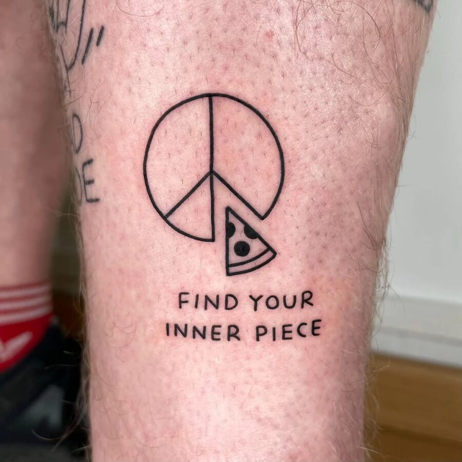 Humorous peace and pizza tattoo design Tattoo on skin