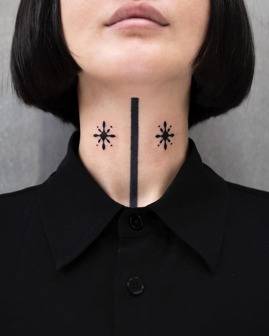 Minimalist neck tattoos symbolizing peace and harmony Tattoo on skin