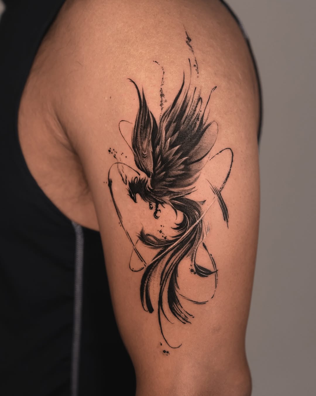 Stunning black and white phoenix tattoo design Tattoo on skin