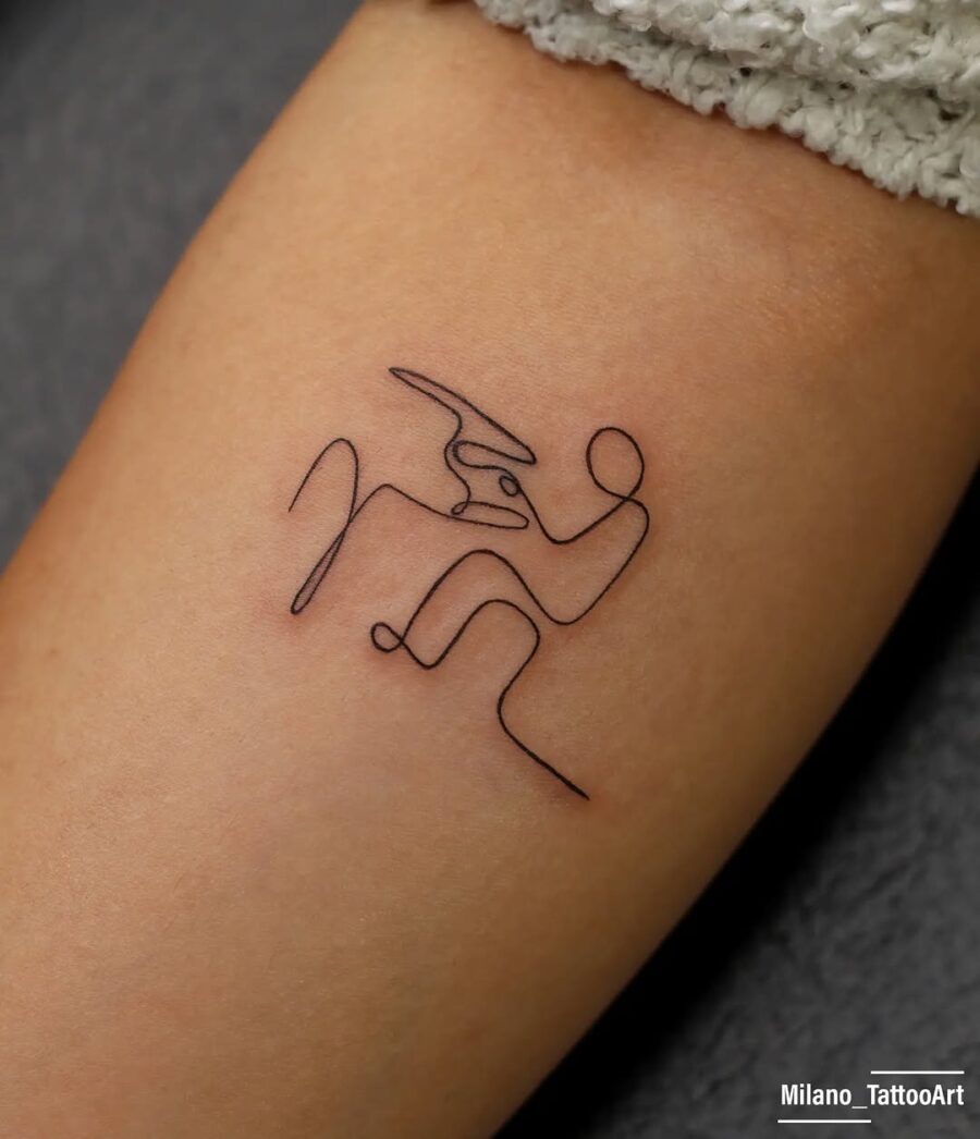 Elegant minimalistic piano line art tattoo Tattoo on skin